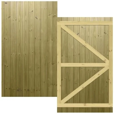 Image of Tongue &amp; Groove Interlocking Fully Framed Flat Top Pedestrian Side Garden Gate Height: 6ft (180cm) x Width: 105 cm Supplied without a Latch or Hinge Pack
