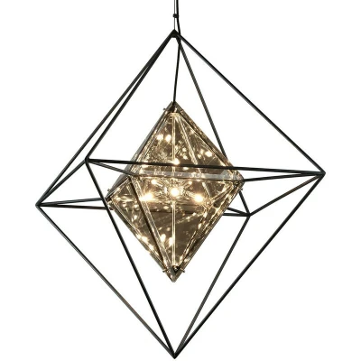 Image of Epic 8 Light Pendant Forged Iron, Glass