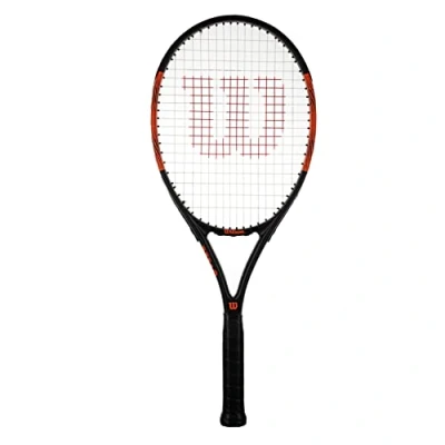 Image of wilson Burn Elite 105 Adults Tennis Racket (Available in Grip Sizes 1 to 4) (Grip 3 (4 3/8 inch)), Black, Orange, One Size