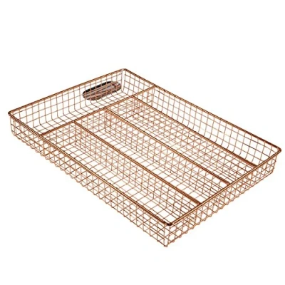 Image of apollo THE HOUSEWARES BRAND Copper Cutlery Tray, Knife and Utensil Organiser, 5 Compartments, Durable, Size: 36x25x5 cm,