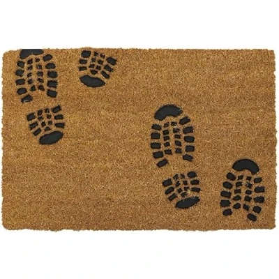 Image of MantraRaj Eco Friendly Rubber Embossed PVC Backed Coir Entrance Door Mat Footprints Design Doormats Non Slip Doormat Outdoor And Indoor Uses Main Bedroom Shops Offices Gyms Decor 40x60cm