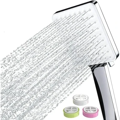 Image of Shower Head, Newentor High Pressure Heads with 6 Sprays, Power Head Only, Universal Water Saving Large Flow Restrcitors (S02)
