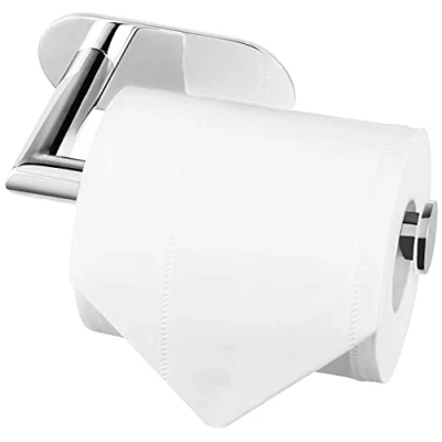 Image of HITSLAM Polished Chrome Toilet Roll Holder Self Adhesive 304 Stainless Steel Stick on Paper for Bathroom