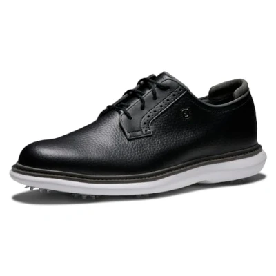 Image of FootJoy Men&#039;s Traditions Blucher Golf Shoe, Black/White, 8.5 UK