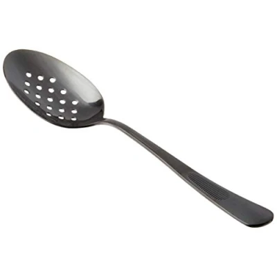Image of Mercer Culinary Plating Spoon Perforated Bowl, Stainless Steel, Black, 27.8 x 9.1 3.1 cm M35160BK