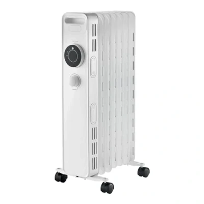 Image of Oil Filled Radiator, 1.5kW/1500W 7 Fin Electric Heater with 3 Adjustable Heat Settings &amp; Overheat Protection, 1500 W, White