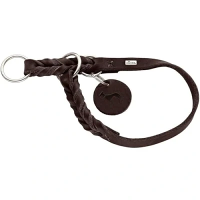 Image of HUNTER SOLID EDUCATION training collar for dogs, leather, soft, non slip, 45 (S M), dark brown