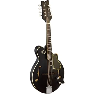 Image of Ortega Guitars RMFE40SBK F Style Series Mandolin with Spruce Top and Maple Body, Black Satin Finish
