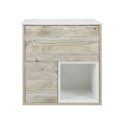 Image of Milano Bexley Light Oak 610mm Bathroom Vanity Unit with Inset Basin
