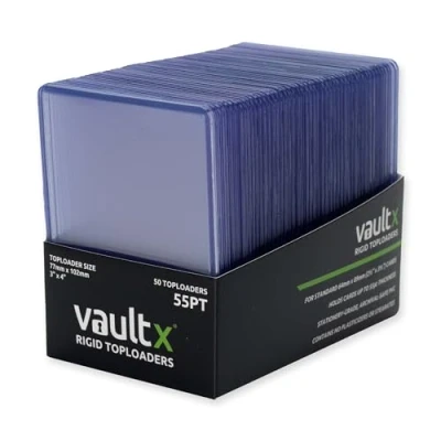Image of Vault x Toploaders 55pt, Trading Cards, Premium Extra Thick, 3&quot; 4&quot; Seamless Rigid Card Holders, Hard Sleeves, Clear Protection for Collectible Games, Sports, TCG (50 Pack)