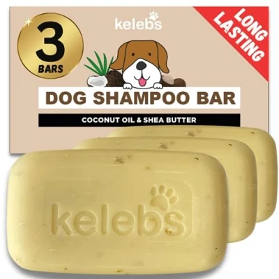 Image of KELEBS Moisturizing Dog Shampoo Sensitive Skin Puppy For Itchy Deshedding Dogs Coconut Oil &amp; Shea Butter Organic Ingredients 3 Pack