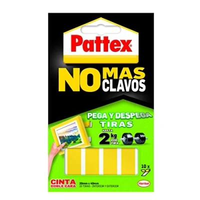 Image of Pattex Double Sided Strip Tape No More Nails Fixing Removable, 10 Strips (1403703)