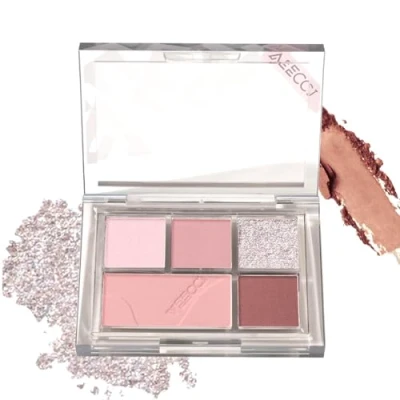 Image of VEECCI Revolution Eyeshadow Palette Creamy, Blendable Matte &amp; Shimmer Finishes Versatile Eye Makeup Set for a Nude Look with Contouring, Highlighting, Blush Setting Pink Shades