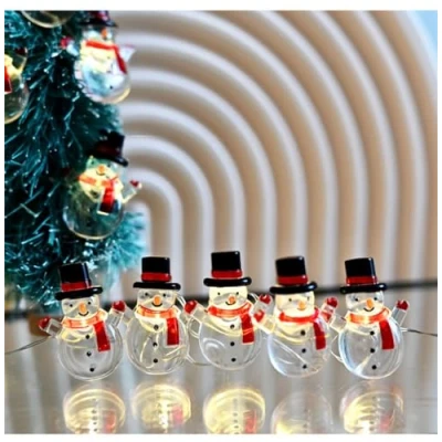 Image of Christmas String Light, 5M 50Lights Led Waterproofing Snowman Lights, Warm White Battery Powered Fairy Lights For Christmas.