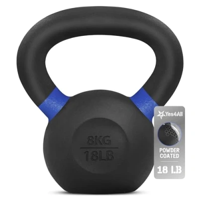 Image of Yes4All WTGA Powder Coated Kettlebell Weight, 8 kg, Dark Blue