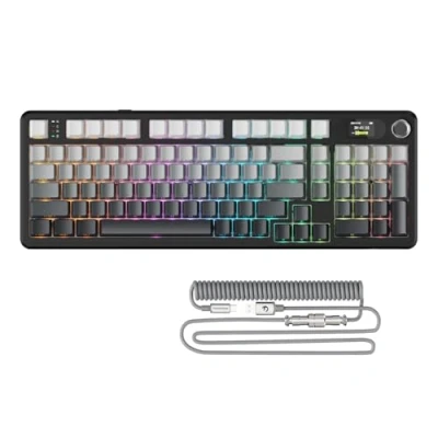Image of ATTACK SHARK X98PRO Gasket Mechanical Gaming keyboard,BT/2.4G Wireless/USB C,LED Screen&amp;CNC knob,RGB Side Engraved,98 Keys Hot Swap Linear Switch,4000mAh,Web Cloud Drive,for PC,MAC Black Gradient