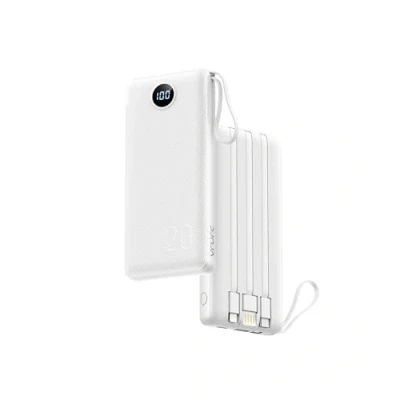 Image of VRURC Power Bank with Built in Cables,20000mAh Portable Charger Fast Charging,PD 18W QC 3.0 Quick Charge USB C Battery Pack 5 Outputs &amp; 2 Inputs Compatible Smart phones