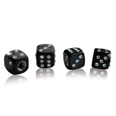 Image of Foliatec AirCaps valve cap set Crystal Cube black 4 pieces