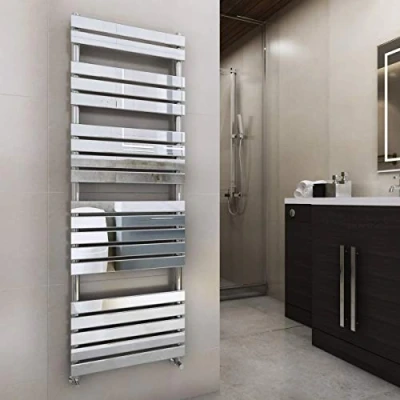 Image of Warmehaus Minimalist Bathroom Flat Panel Heated Towel Rail Radiator Rad Chrome 1800x600mm Modern Central Heating Space Saving Radiators Perfect for Bathrooms