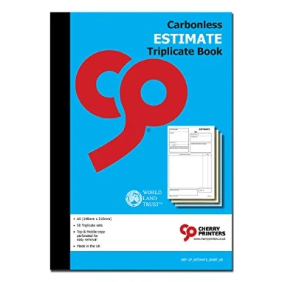 Image of Cherry Carbonless NCR Estimate Triplicate Book A5 50 Sets