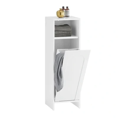 Image of SoBuy Bathroom Laundry Cabinet Storage with Basket White W30 x D30 H97cm BZR161 W