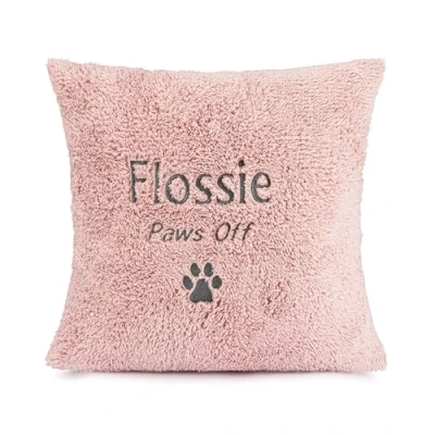 Image of Lobeko Personalised Dog Cushion with Embroidered Name Pet Pillow Reserved for Gift Owners Cover Dogs (Pink)