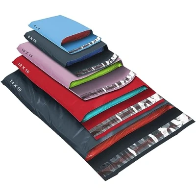Image of 50 Mixed Size Color Mailing Bags, Self Seal Strong Waterproof Poly Plastic Envelopes for Parcels, Packaging, Small, Medium, Large Mail, Shipping Courier Delivery Bags 5 Sizes, Multi