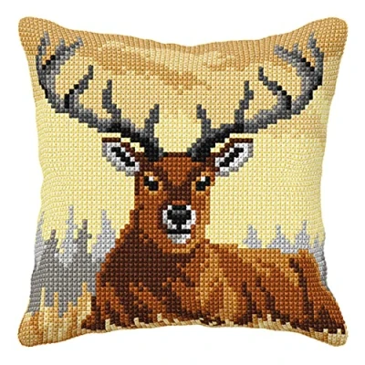 Image of Orchidea Cross Stitch: Cushion Kit, Deer, 40 x 40cm
