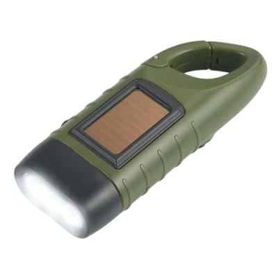Image of Simpeak Emergency Flashlight Hand Crank, Portable LED Crank Solar Powered Dynamo Carabiner Energy Rechargeable Torch for Camping Climbing Hiking