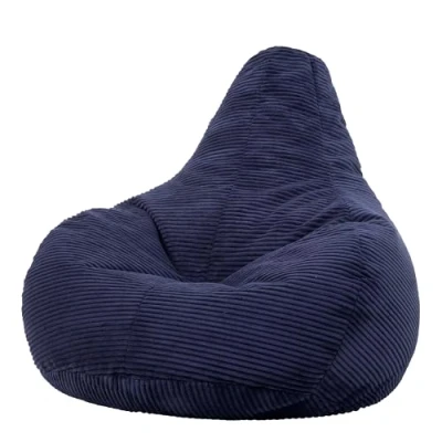 Image of icon Dalton Cord Recliner Bean Bag Chair, Navy Blue, Large Lounge Chair Gaming Bags for Adult with Filling Included, Jumbo Adults Beanbag, Boho Decor Living Room Furniture