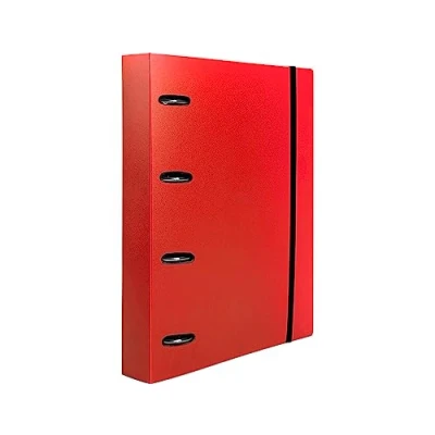 Image of Folder with Refill Liderpapel A4 Square 5 mm 100 Sheets 80 g Polypropylene 4 Mixed Rings 25 Red