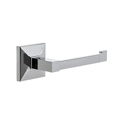 Image of TATAY Paper Holder without lid from the Iconik Collection, in Stainless Steel and Zamak, with Drill Fix fixing system or adhesive glue. Measures: 6 x 6,5 16 cm