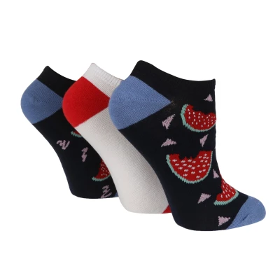 Image of WILDFEET Novelty Trainer Socks for Women Ladies Low Cut Ankle 3 Pair Multipack Sock Shop Funny Gifts (4 8, Watermelon)