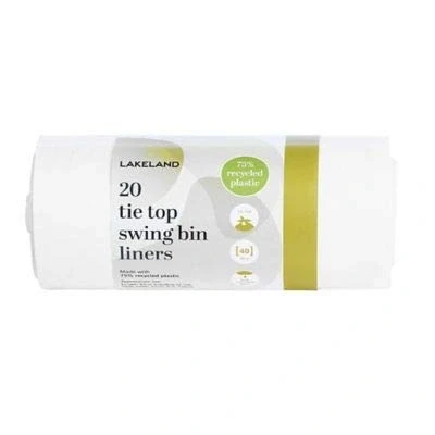 Image of 20 Lakeland Tie Top Swing Bin Liners 40L 75% Recycled Plastic Leak Resistant &amp; Sturdy