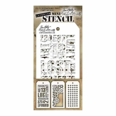 Image of Stampers Anonymous Tim Holtz Mini Layered Stencil Set #1