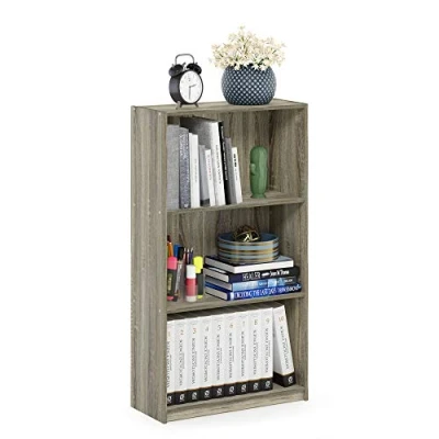 Image of Furinno Basic 3 Tier Bookcase Storage Shelves, Sonoma Oak
