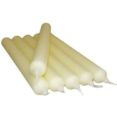 Image of REQUISITE NEEDS Pack of 10 x Colourful Paraffin Wax Dinner Stick Candles (Ivory)