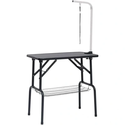 Image of vidaXL Adjustable Dog Grooming Table with 1 Loop and Basket