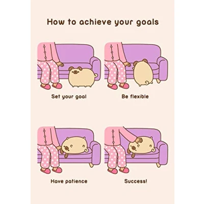 Image of Hype Cards Pusheen The Cat How to Achieve Your Goals Blank all Occasion Card PUSH50
