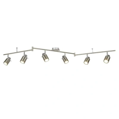 Image of Samson 6 Light Bathroom Ceiling Spotlight Bar Satin Silver IP44, GU10