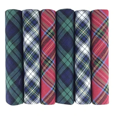 Image of Mens Handkerchiefs 100% Cotton Boxed Hankies Hankys Quality Gift 6/7 Pack (6, Tartan)