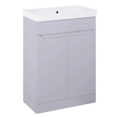 Image of Iflo Jalon 2 Door Floor Standing Base Unit 600mm (W) X 330mm (D) 800mm (H) Stone Matt