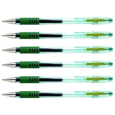 Image of Pilot G1 Grip Gel Ballpoint Pens Set of 6 0.7 mm Line 0.5 Green