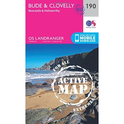 Image of Landranger Active 190 Bude &amp; Clovelly, Boscastle Holsworthy Map With Digital Version