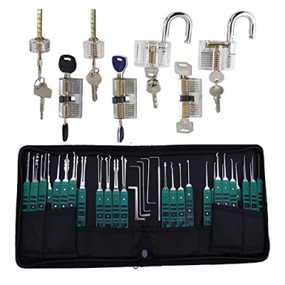 Image of TPM Go 32pcs Lock Pick Tools with 7pcs Transparent Training Locks, Kit