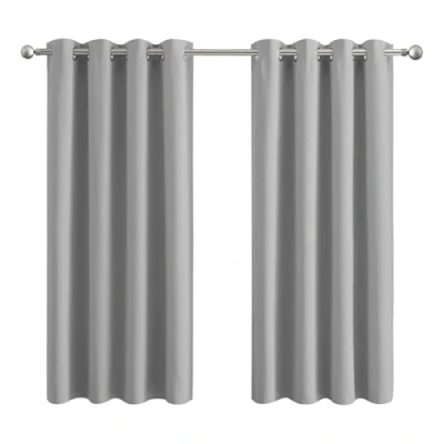 Image of Aspire Homeware Blackout Curtains for Bedroom Light Grey Eyelet Super Soft Thermal Insulated Living Room Curtain Drapes with Tiebacks 46 x 54 Inch 2 Panel