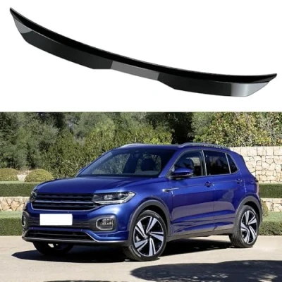 Image of Glossy Black Car Rear Trunk Window Roof Spoiler for VW T Cross 2018 2019 2020 2021 2022 2023 2024 Body Styling Exterior Accessories