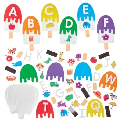 Image of Baker Ross FN107 ABC Lollies Mix &amp; Match Magnet Kits Pack of 26, Educational Arts and Crafts Kits, Learning Resources