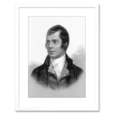 Image of Wee Blue Coo 9x7 &#039;&#039; PORTRAIT OF ROBERT BURNS AYR SCOTLAND OLD BW FRAMED ART PRINT F97X901