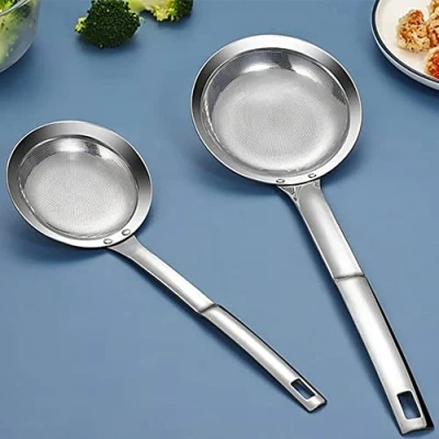 Image of Strawberry Bubble Mesh Strainer, Foam Trowel, Stainless Steel, Fondue Kitchen Sieve Fine Skimmer Spoon for Filter Skims Fat Scum (27.3 x 9.2 cm)